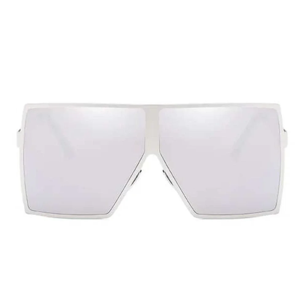 XL Women Oversized Sunglasses Vintage Jackie O Fashion Style Square Frame Silver